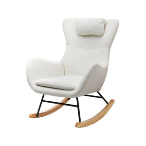 Artiss Rocking Armchair Feeding Chair Boucle Fabric Armchairs Lounge Sofa White-0