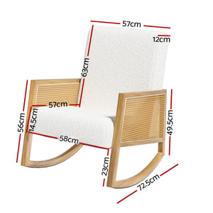 Artiss Rocking Chair Armchair Boucle Accent Chairs Sherpa Upholstered White-1