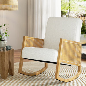 Artiss Rocking Chair Armchair Boucle Accent Chairs Sherpa Upholstered White-4