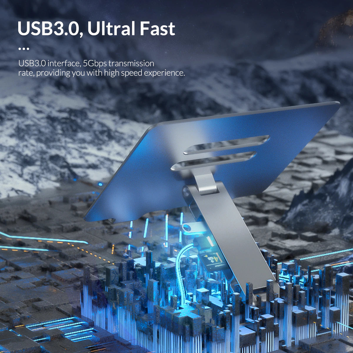 ORICO Foldable Laptop Stand 4 Port USB3.0 Aluminum Notebook Riser Desktop Laptop Cooling Stand for Macbook Dell