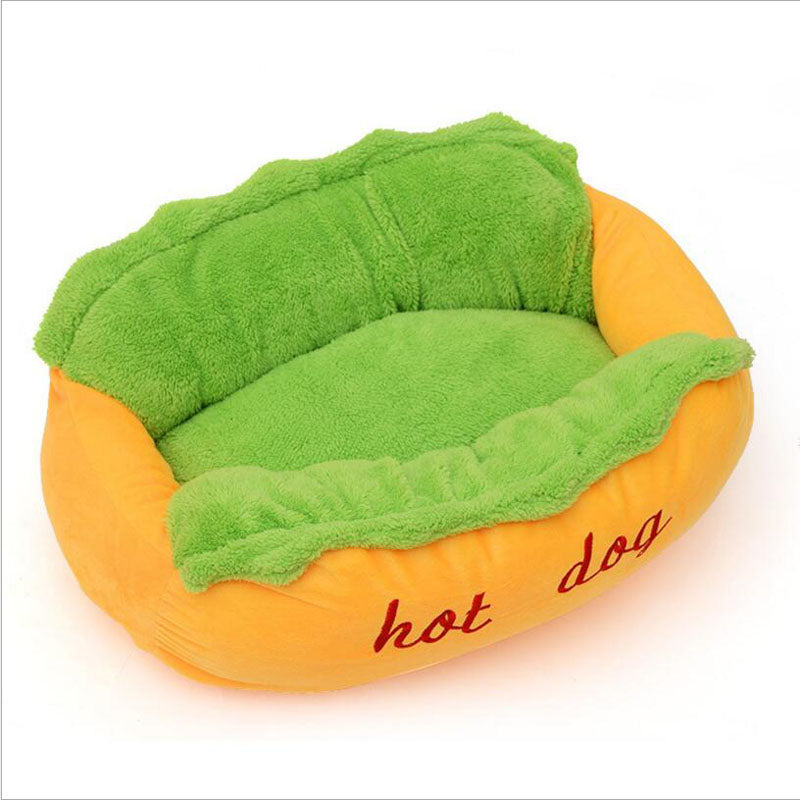 Cute hot dog kennel detachable washable Teddy Poodle bed.