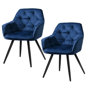 Artiss Set of 2 Calivia Dining Chairs Kitchen Chairs Upholstered Velvet Blue-0