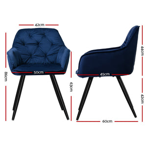 Artiss Set of 2 Calivia Dining Chairs Kitchen Chairs Upholstered Velvet Blue-1