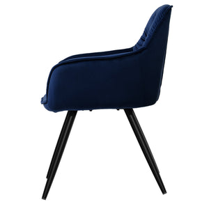 Artiss Set of 2 Calivia Dining Chairs Kitchen Chairs Upholstered Velvet Blue-3