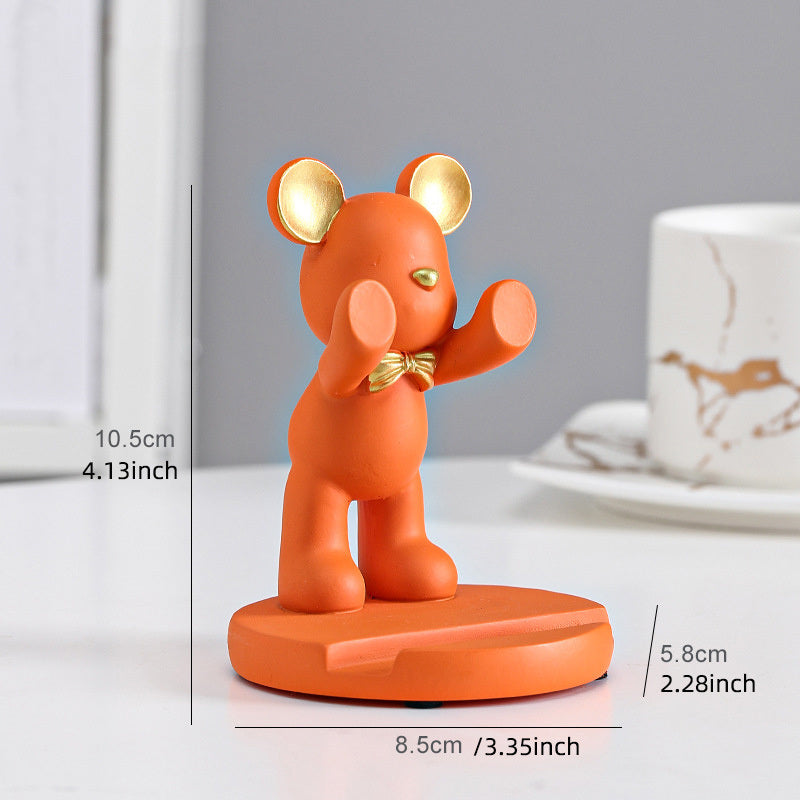 1pc Bear Phone Holder; Cute Cartoon Decorative Desktop Mobile Phone Holder; Home Decor