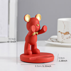 1pc Bear Phone Holder; Cute Cartoon Decorative Desktop Mobile Phone Holder; Home Decor