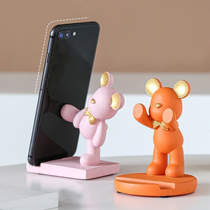 1pc Bear Phone Holder; Cute Cartoon Decorative Desktop Mobile Phone Holder; Home Decor
