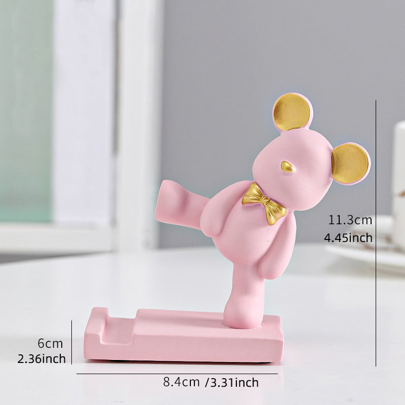 1pc Bear Phone Holder; Cute Cartoon Decorative Desktop Mobile Phone Holder; Home Decor