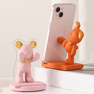 1pc Bear Phone Holder; Cute Cartoon Decorative Desktop Mobile Phone Holder; Home Decor