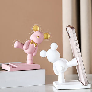 1pc Bear Phone Holder; Cute Cartoon Decorative Desktop Mobile Phone Holder; Home Decor