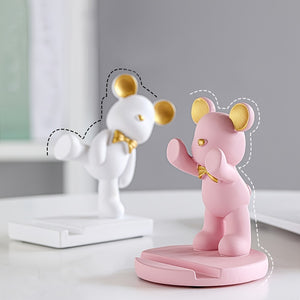 1pc Bear Phone Holder; Cute Cartoon Decorative Desktop Mobile Phone Holder; Home Decor