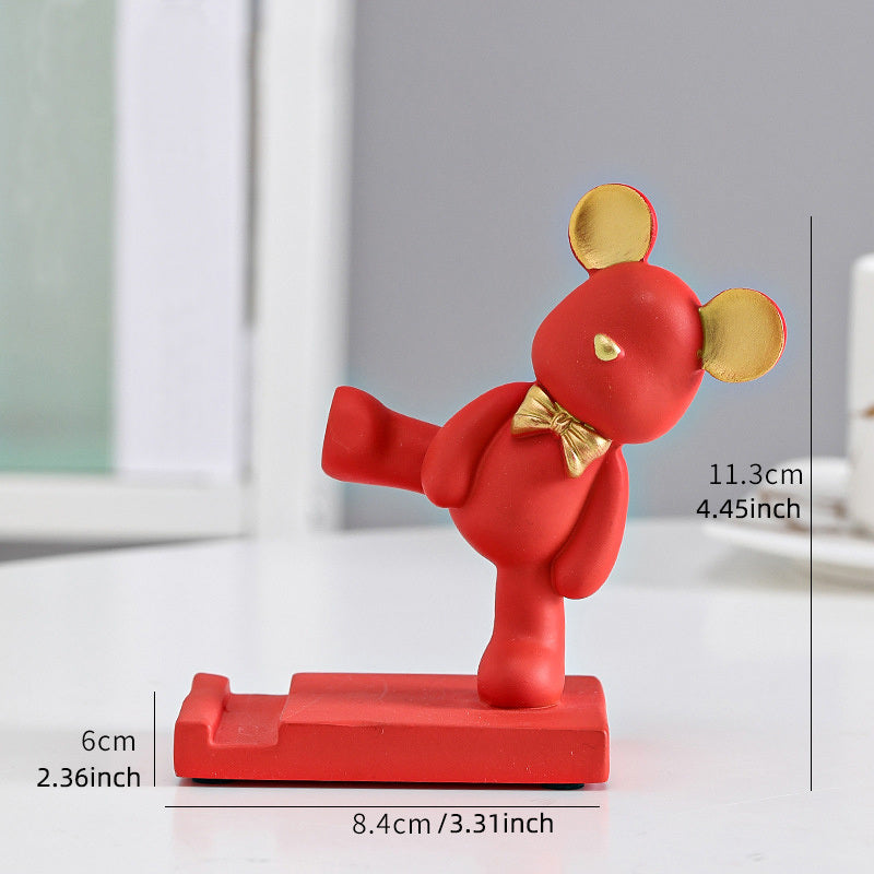 1pc Bear Phone Holder; Cute Cartoon Decorative Desktop Mobile Phone Holder; Home Decor