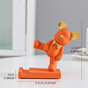 1pc Bear Phone Holder; Cute Cartoon Decorative Desktop Mobile Phone Holder; Home Decor